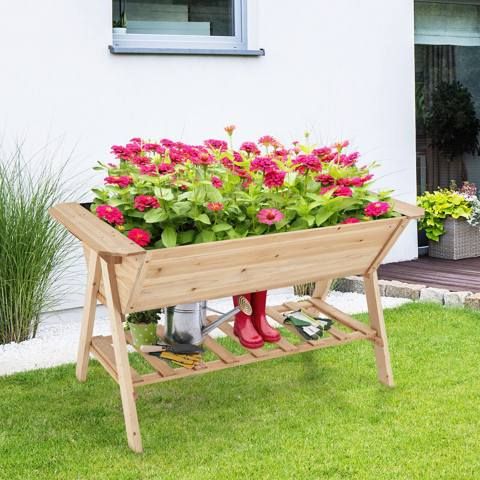 Arlmont Co Nandhana Wood Elevated Planter Wayfair